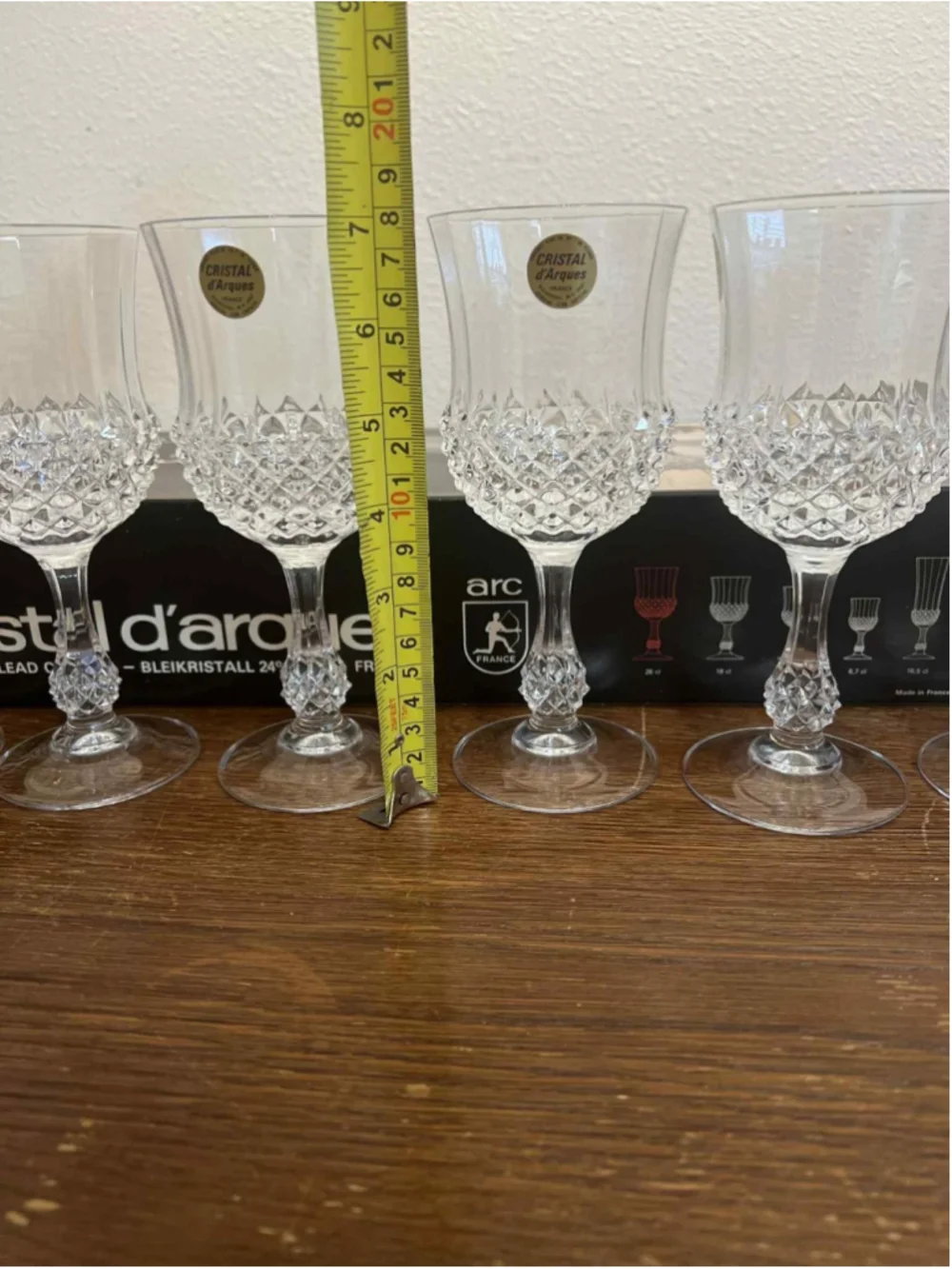 Cristal d’Arques Ancenis 26cl Lead Crystal Wine Glasses Set of 6 NEW NIB France
